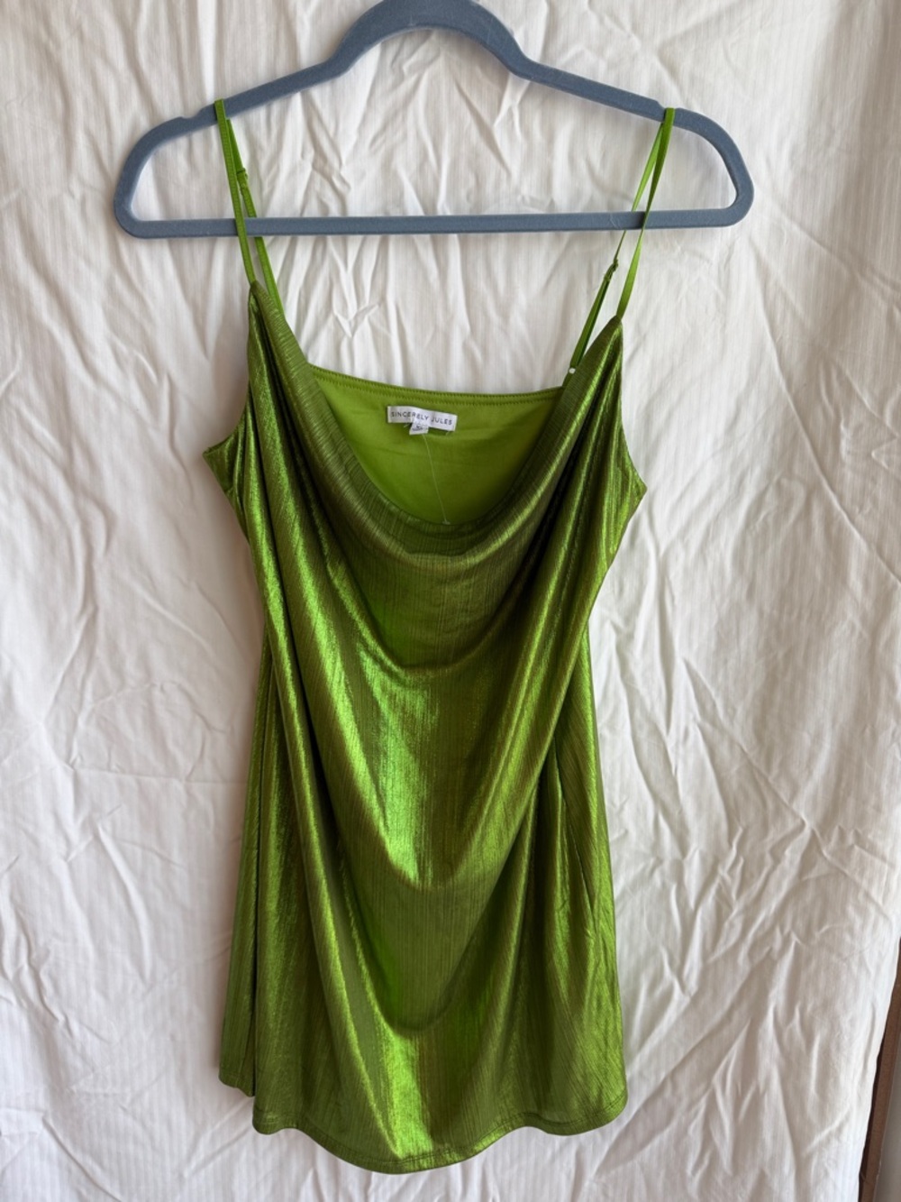 Endless Rose Green Metallic Cowl Neck Slip dress